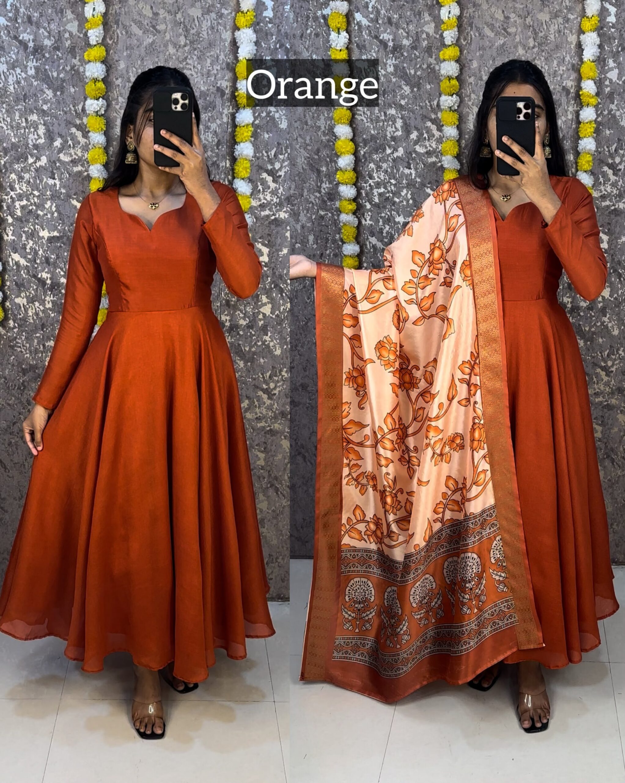 Launching beautiful plain vichithra anarkali with trending kalamkari dupata